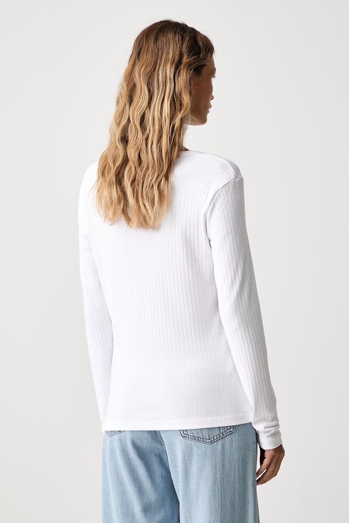 Odzież MUNTHE longsleeve damski bawełniany POTE 247113524764 biały
