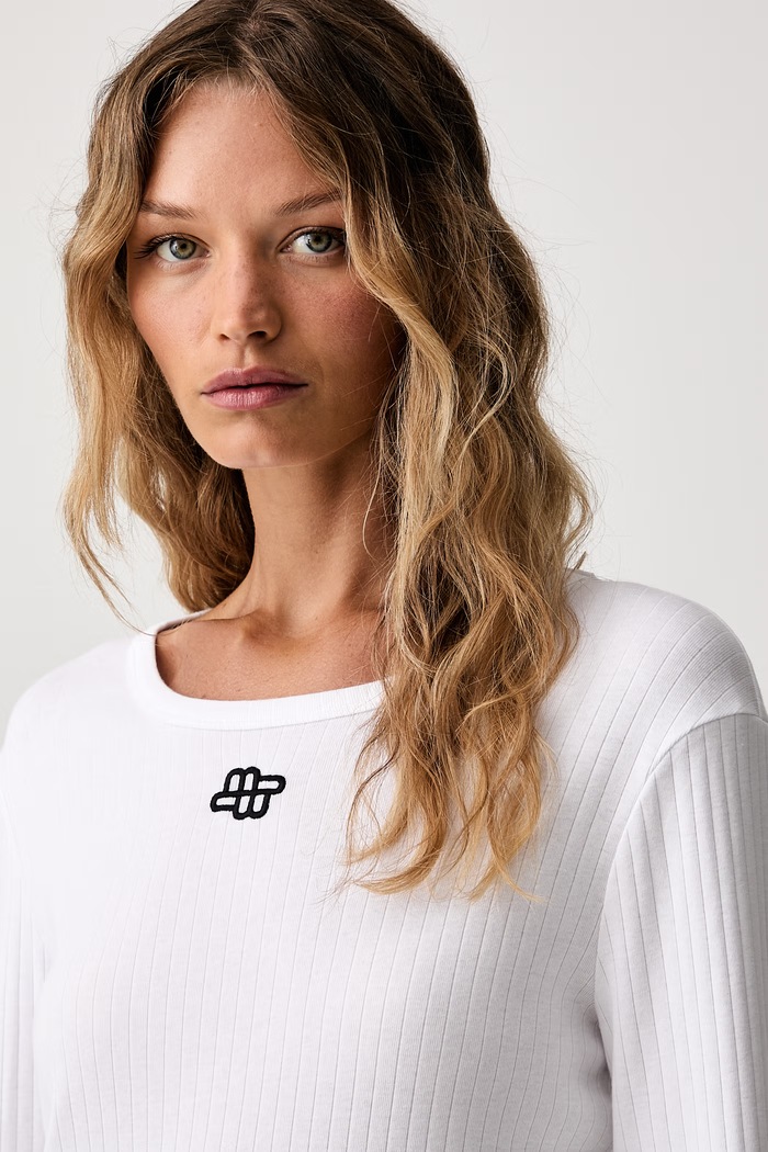 MUNTHE longsleeve damski bawełniany POTE biały 247113524764