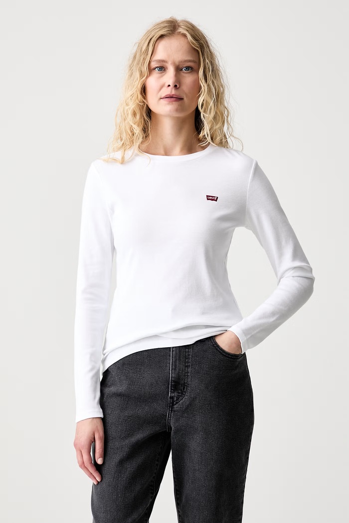 Levi's majica z dolgimi rokavi ženska bombažna ESSENTIAL LS paket 2 kosov 004AP bela AA00