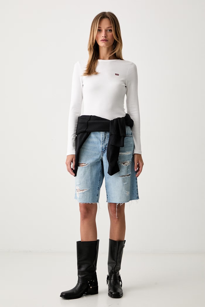 Levi's majica dugih rukava ženska od pamuka s elastanom HAYES LS 001J4 bijela AA00