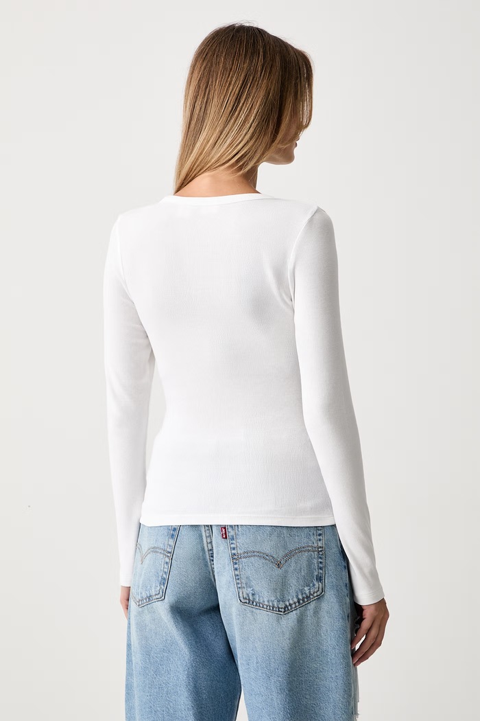 Odjeća Levi's majica dugih rukava ženska od pamuka s elastanom HAYES LS 001J4 bijela
