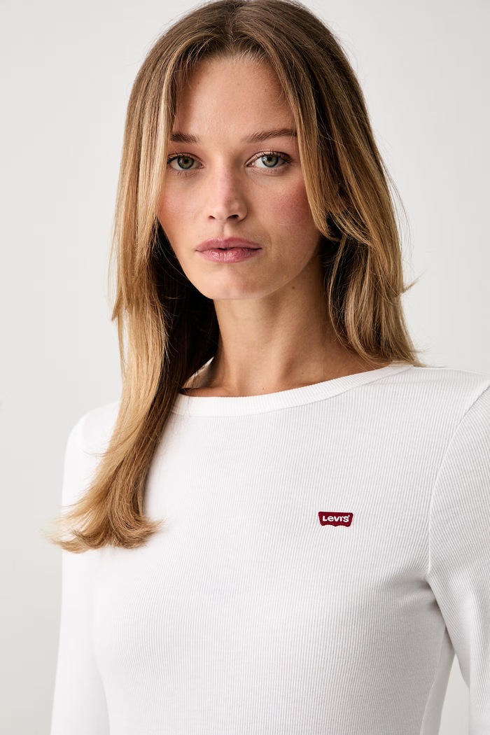 Levi's majica dugih rukava ženska od pamuka s elastanom HAYES LS bijela 001J4