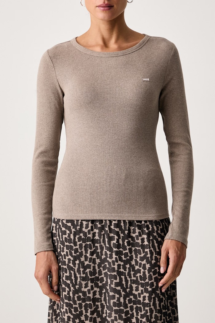 Longsleeve damski bawełniany z elastanem HAYES LS Levi's 001J4 beżowy