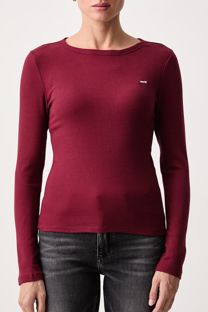 Longsleeve damski bawełniany z elastanem HAYES LS Levi's 001J4 czerwony