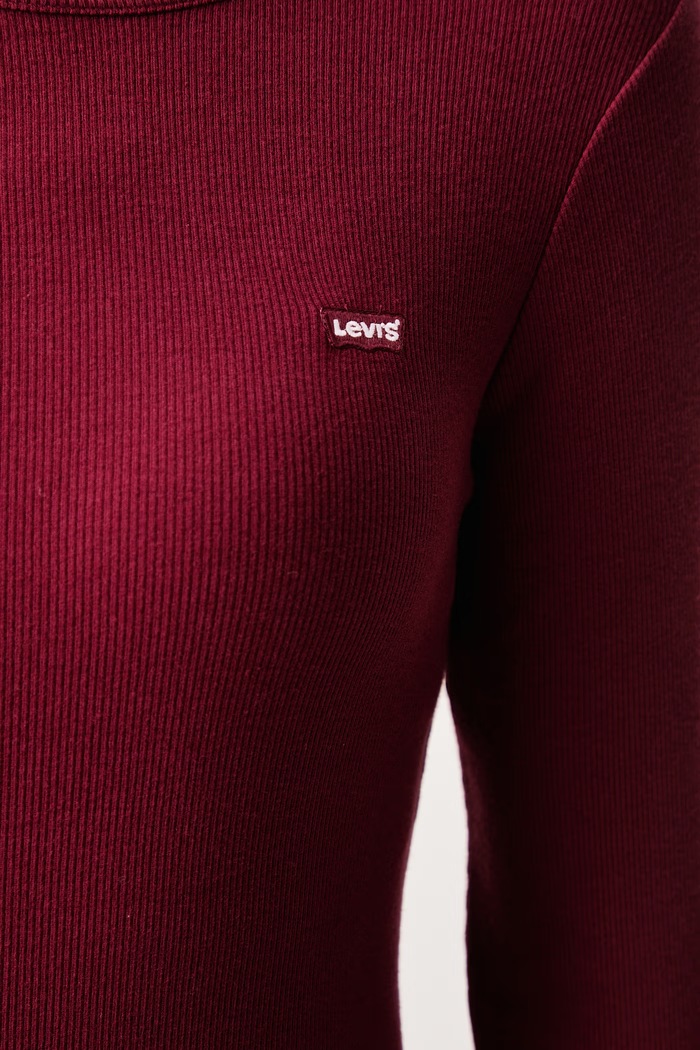 Longsleeve damski bawełniany z elastanem HAYES LS Levi's czerwony 001J4