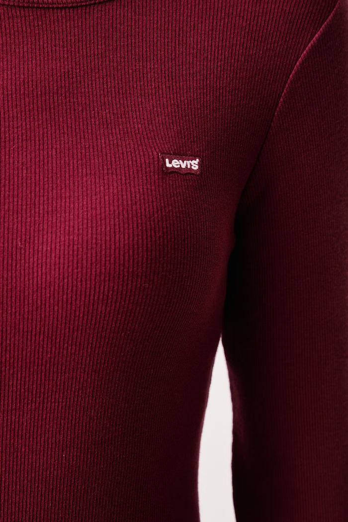 Longsleeve damski bawełniany z elastanem HAYES LS Levi's czerwony 001J4