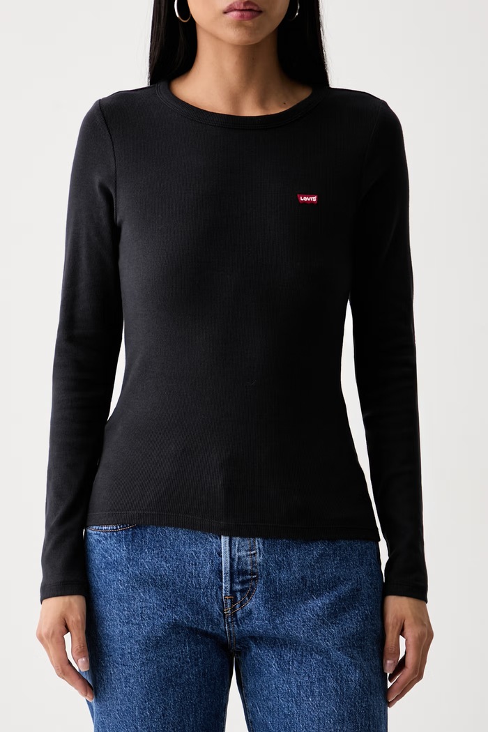 Levi's longsleeve damski bawełniany z elastanem HAYES LS czarny 001J4