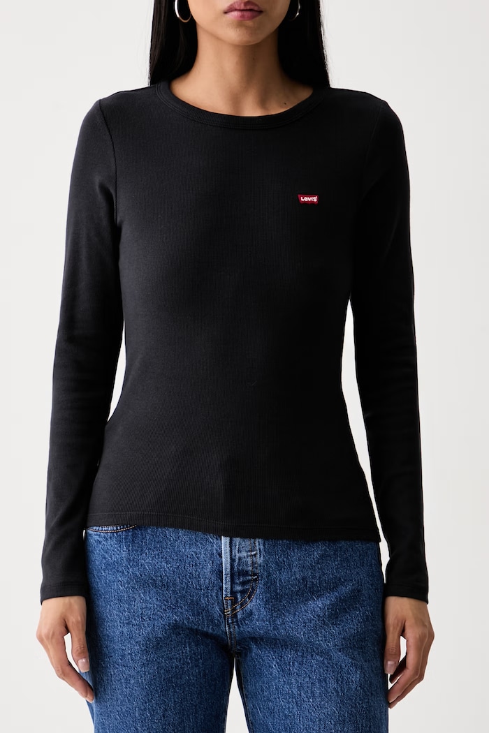 Tričko s dlouhým rukávem dámské bavlněné s elastanem HAYES LS Levi's 001J4 černá