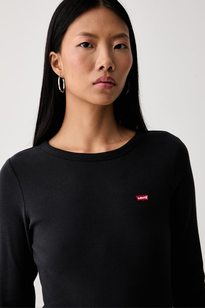 Levi's longsleeve damski bawełniany z elastanem HAYES LS 001J4 czarny