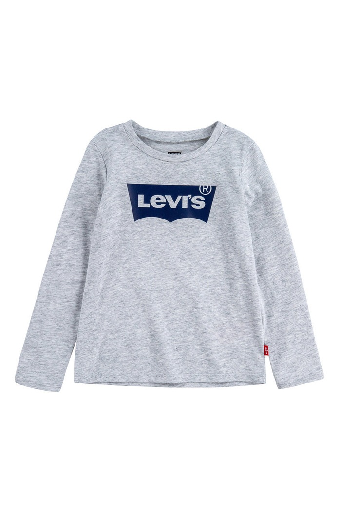 Detské tričko s dlhým rukávom Levi's bavlna sivá 4EA643.NOS.G