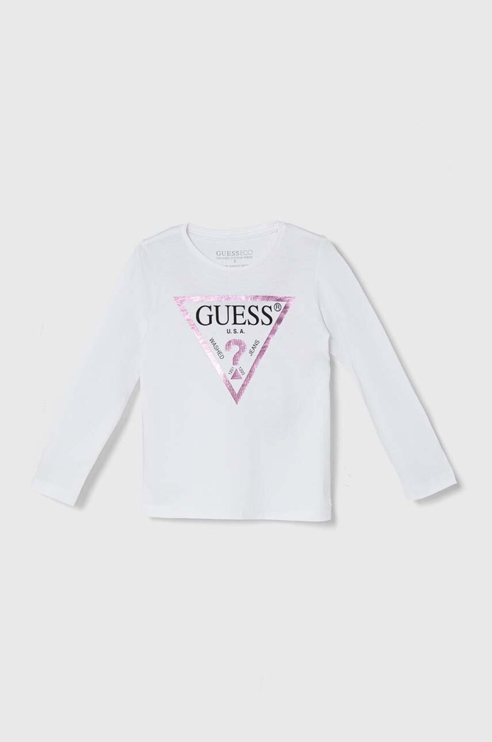 Dětská bavlněná košile s dlouhým rukávem Guess kulatý bílá K84I18.K8HM0.9BYH