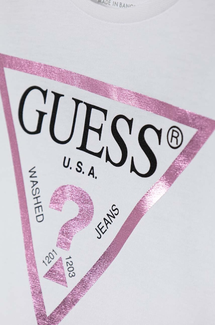 DÍVKA Dětská bavlněná košile s dlouhým rukávem Guess K84I18.K8HM0.9BYH bílá