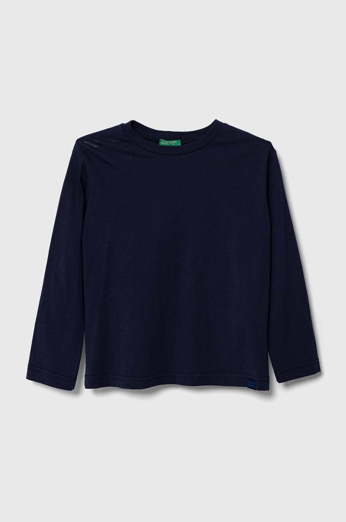 United Colors of Benetton longsleeve bawełniany dziecięcy okrągły granatowy 3I1XC10DB.G.NOS