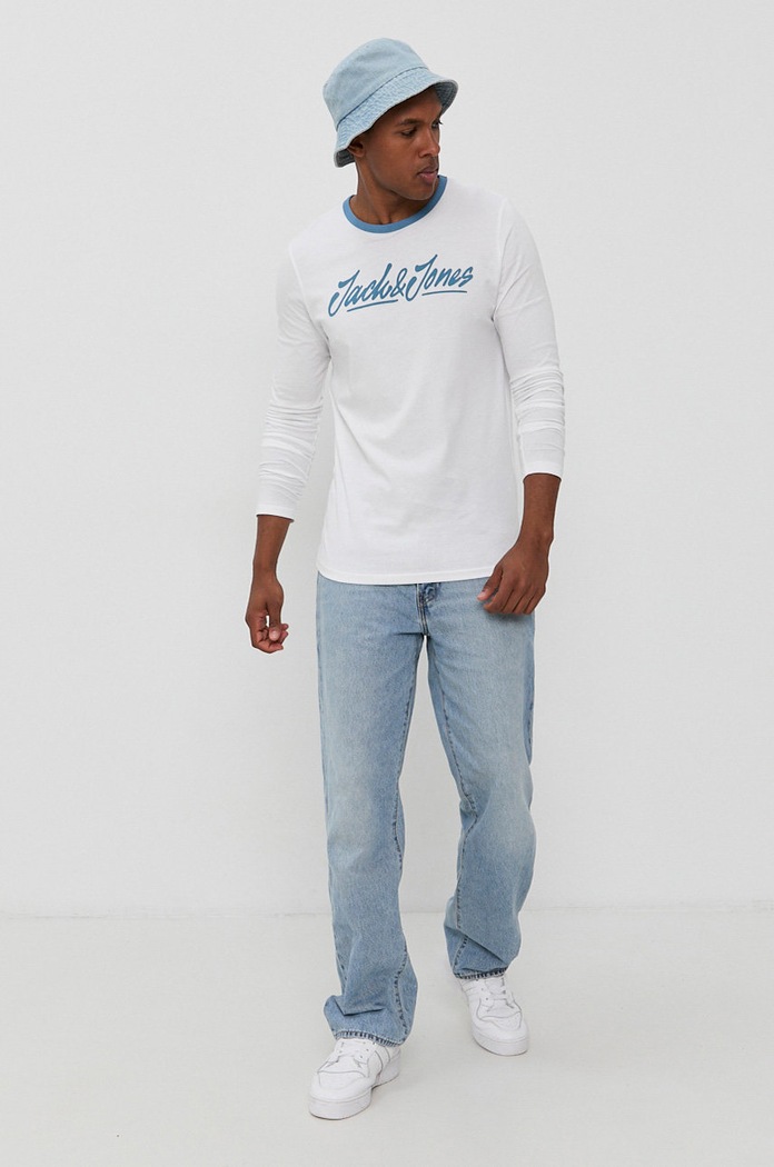 Jack & Jones Longsleeve bawełniany biały 12196316