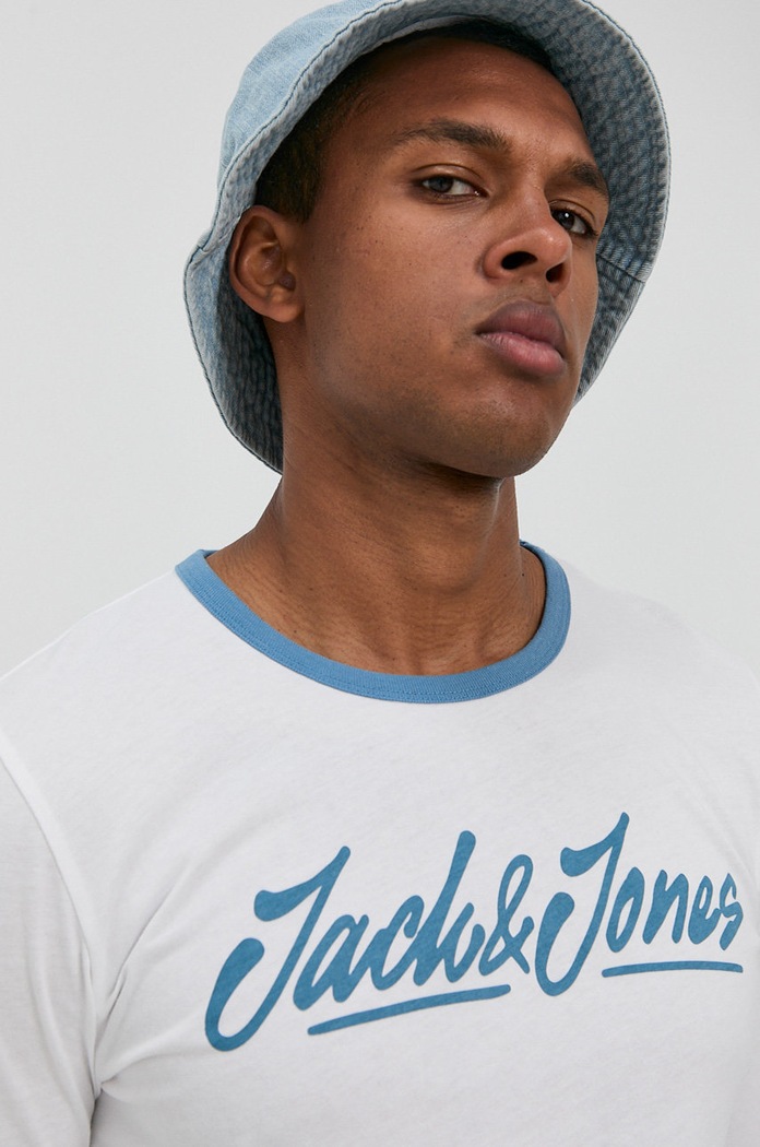 Longsleeve bawełniany Jack & Jones 12196316 biały