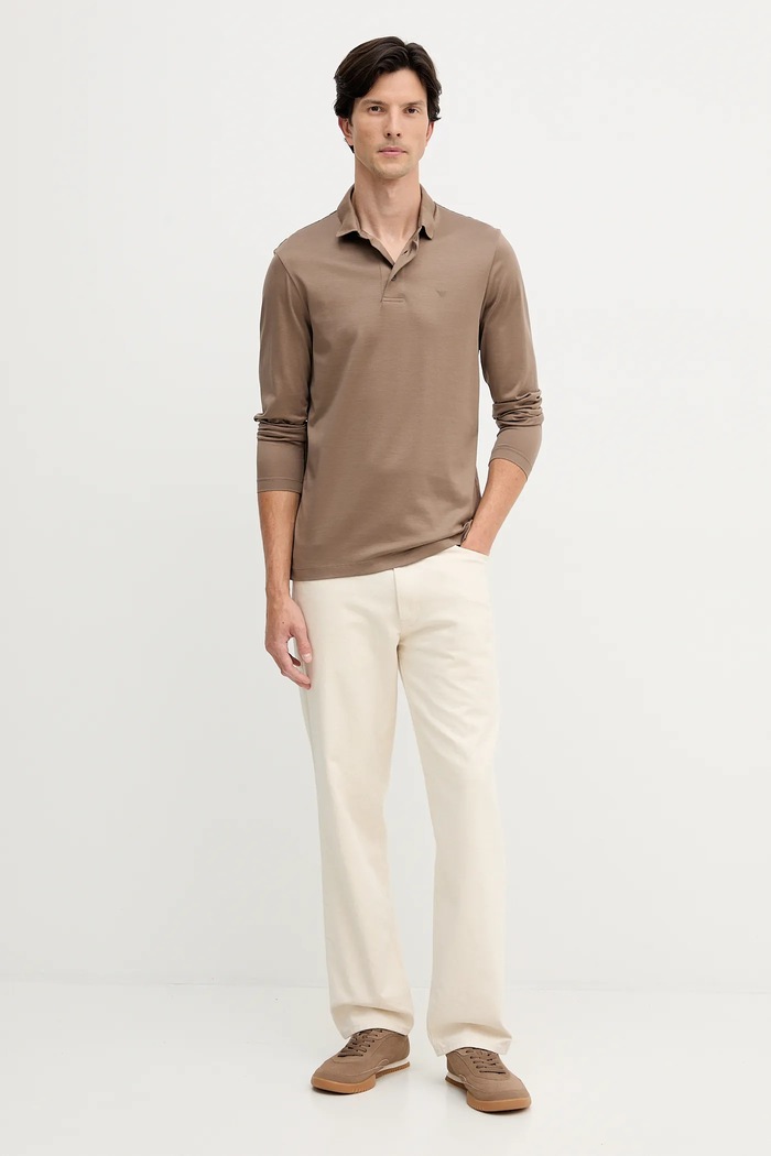 Tričko s dlhým rukávom Emporio Armani 8N1F97.1JUVZ hnedá AA00