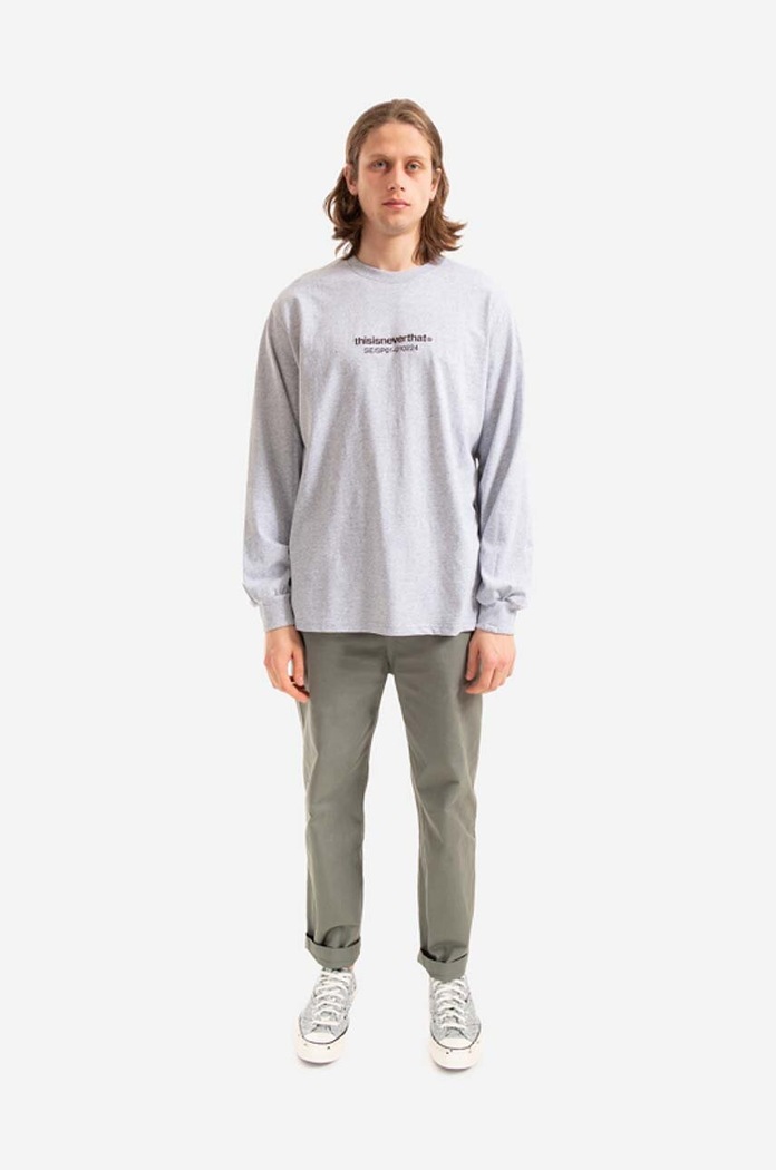 Памучна блуза с дълги ръкави thisisneverthat SE-SP L/S Tee TN221TTSLT02 сив AA00