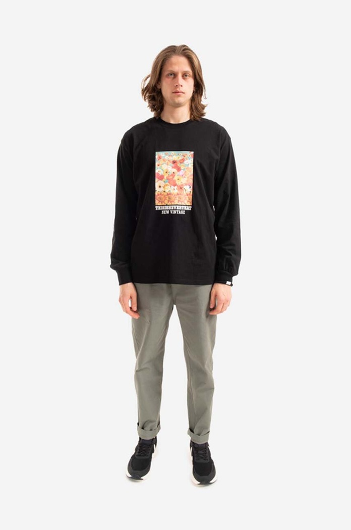Памучна блуза с дълги ръкави thisisneverthat Flower Collage L/S Tee TN221TTSLT04 черен AA00
