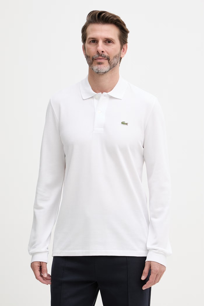 Lacoste longsleeve bărbătesc din bumbac alb L1312.001