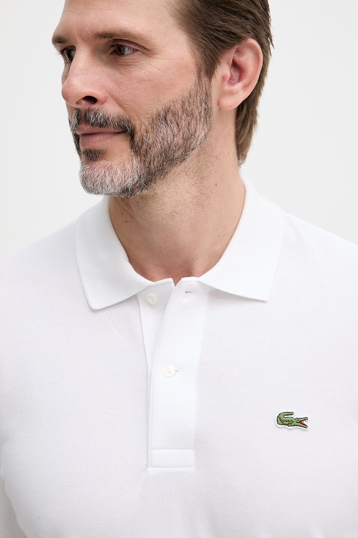 Lacoste longsleeve bărbătesc din bumbac alb L1312.001