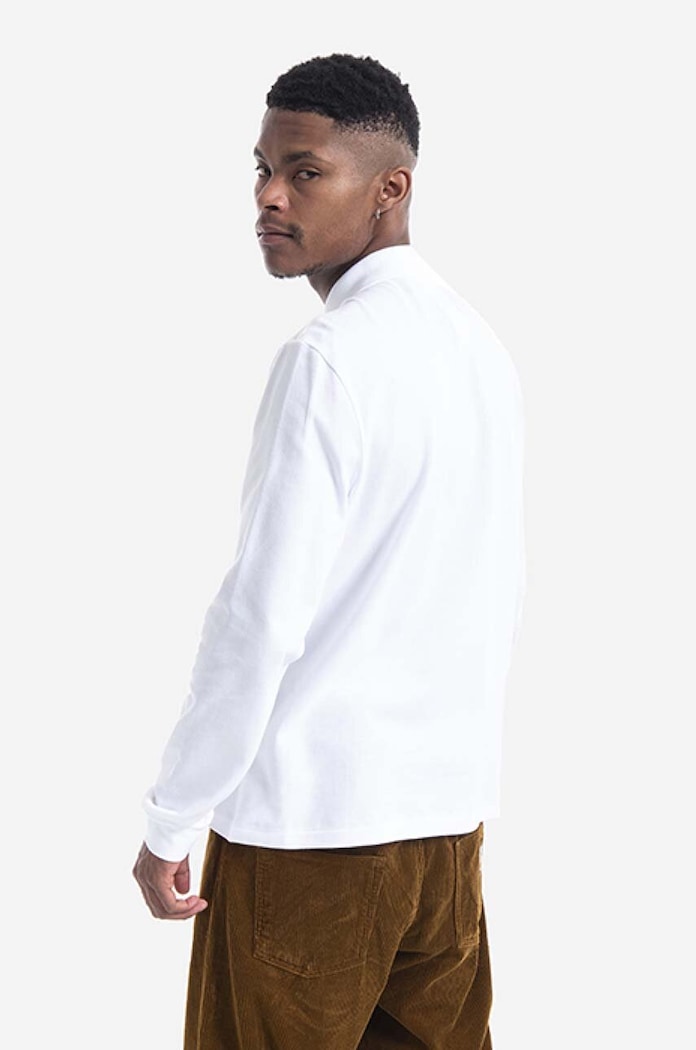 Oblečení Lacoste tričko s dlouhým rukávem pánské bavlněné L1312.001 bílá