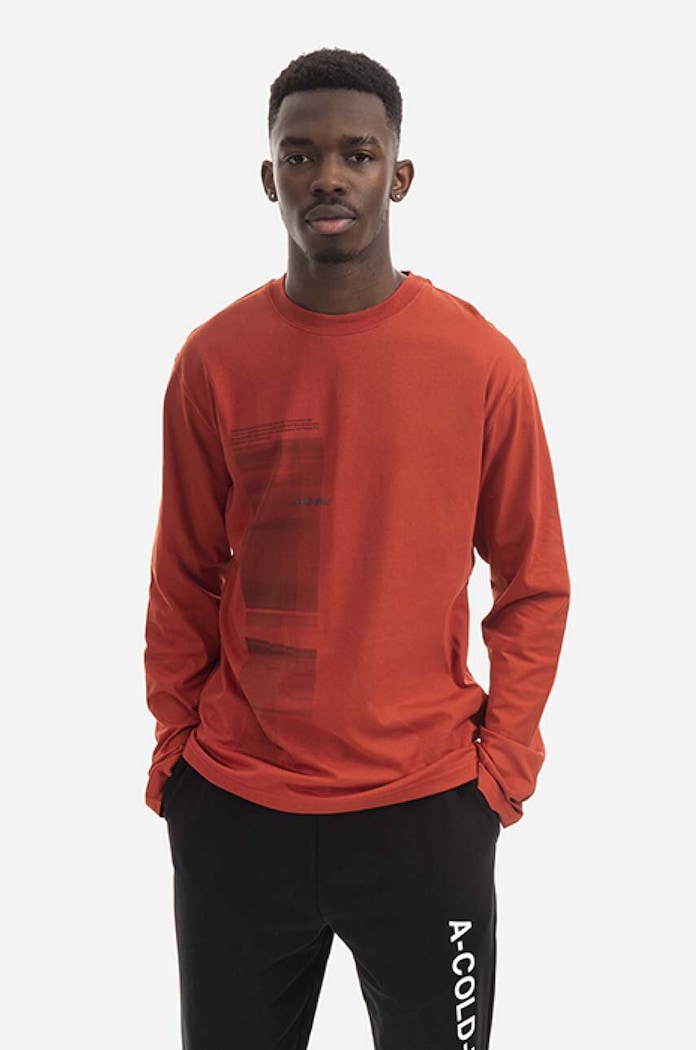 A-COLD-WALL* longsleeve bawełniany Diffusion Graphic nadruk brązowy ACWMTS087.