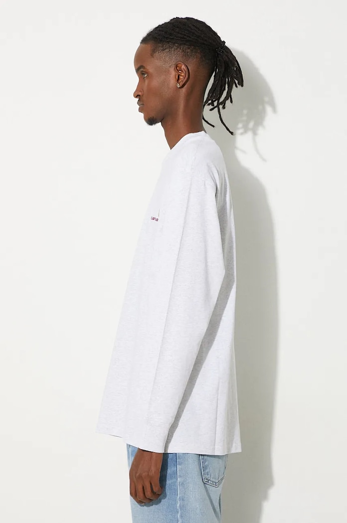 Bavlněné tričko s dlouhým rukávem Carhartt WIP Longsleeve American Script T-Shirt I029955.482XX šedá AA00