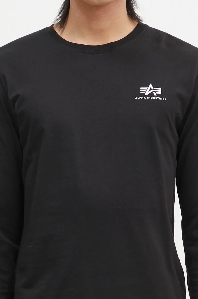 Bavlněné tričko s dlouhým rukávem Alpha Industries Basic LS Small Logo černá 198517.03