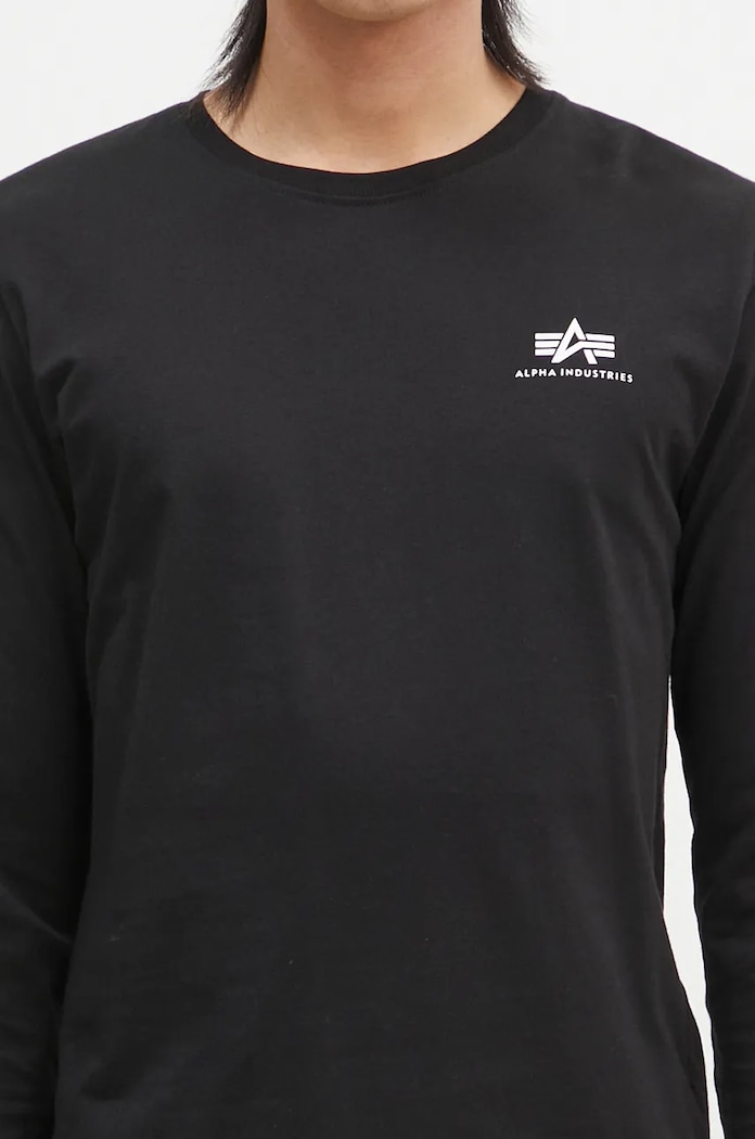 Bavlněné tričko s dlouhým rukávem Alpha Industries Basic LS Small Logo černá 198517.03
