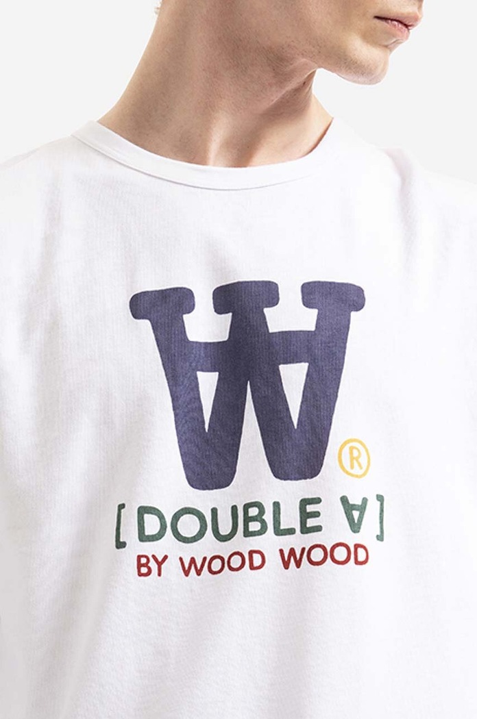 Bavlněné tričko s dlouhým rukávem Wood Wood Mel bílá 10285402.2323
