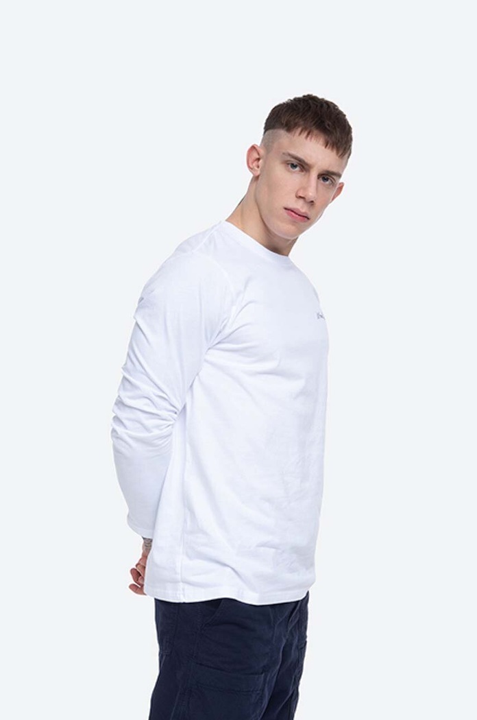 Wood Wood longsleeve bawełniany Peter Longsleeve nadruk biały 12045402.2491