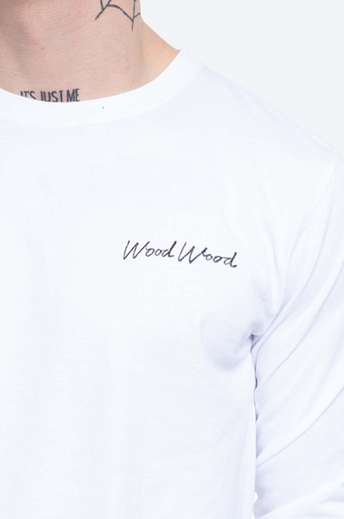 Odzież Wood Wood longsleeve bawełniany Peter Longsleeve 12045402.2491 biały