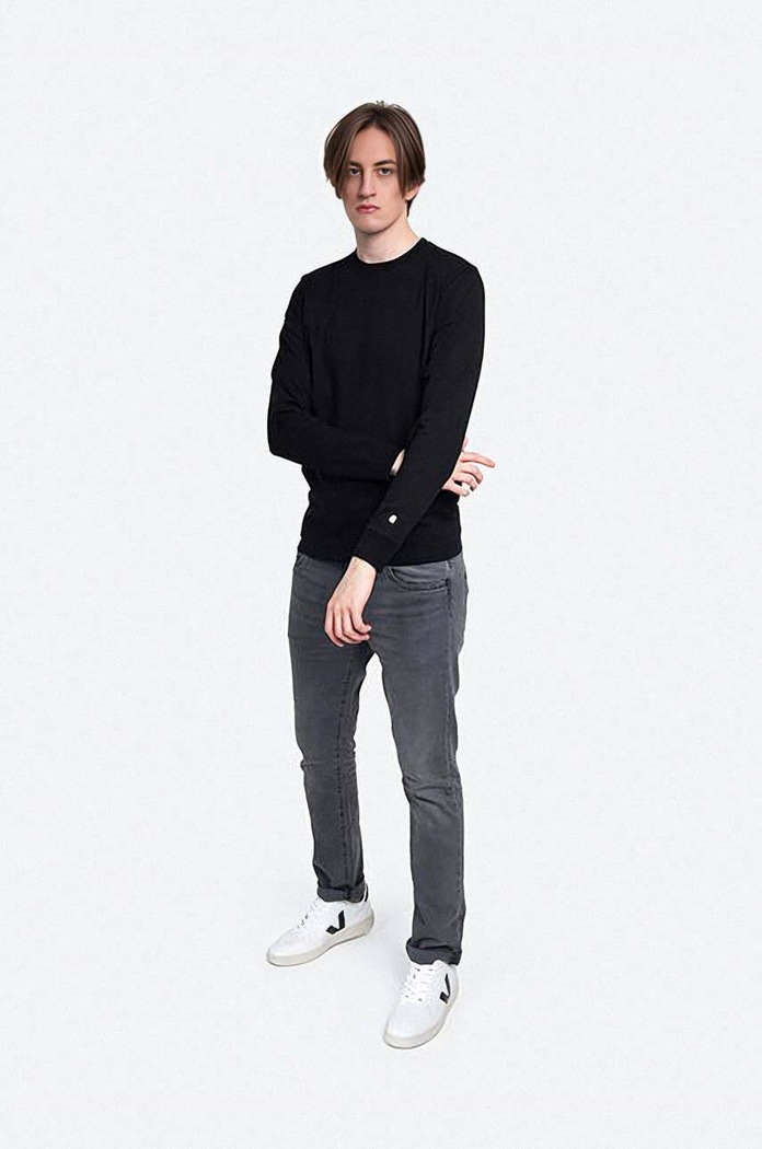 Carhartt WIP cotton longsleeve top Base I026265.BLACK.WHIT black AA00