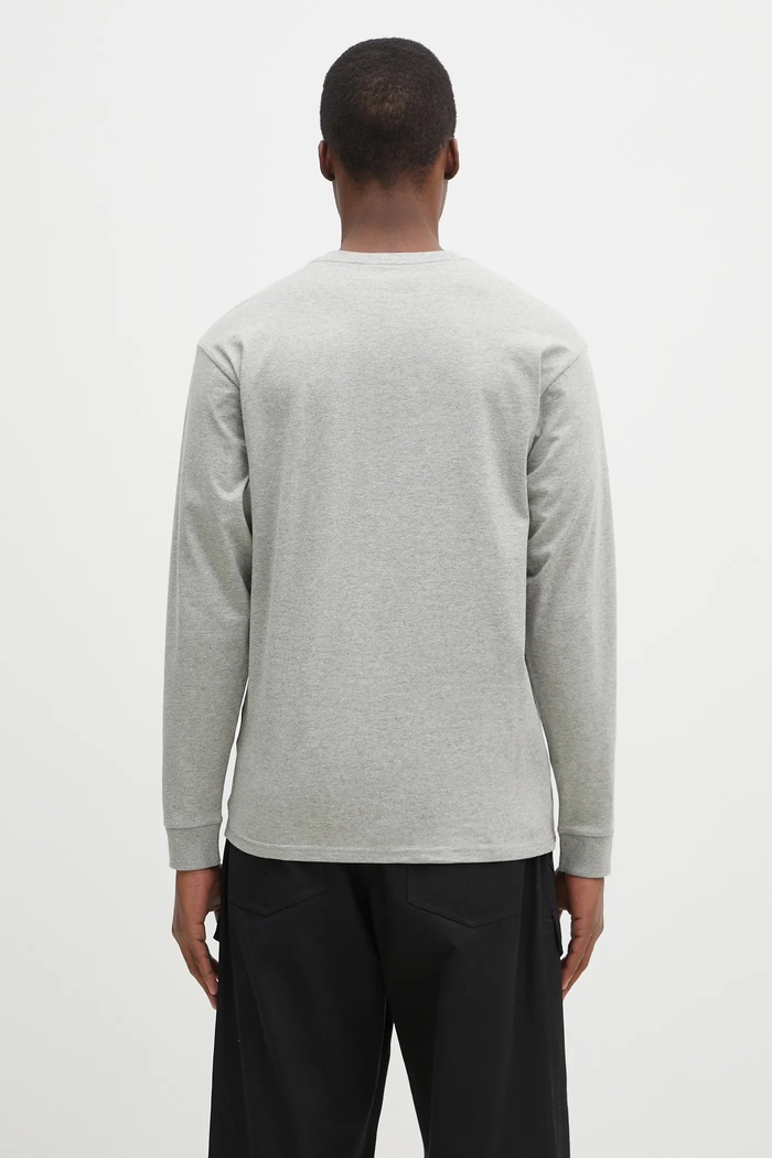 Oblečení Bavlněné tričko s dlouhým rukávem Carhartt WIP Chase I026392.GREY.HEATH šedá