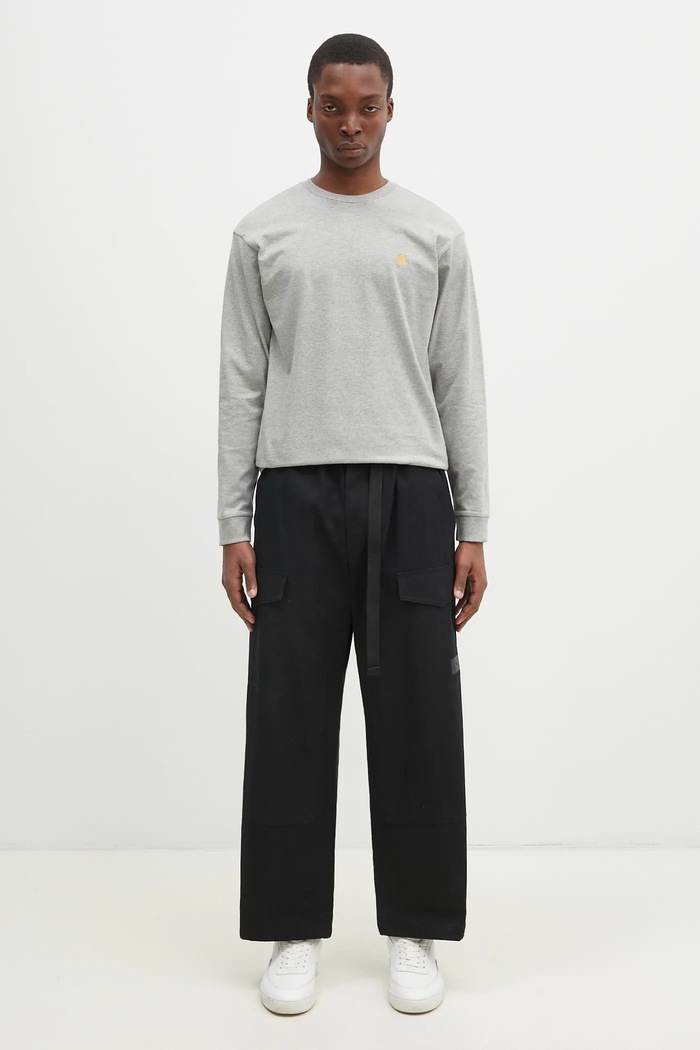 Bavlněné tričko s dlouhým rukávem Carhartt WIP Chase I026392.GREY.HEATH šedá
