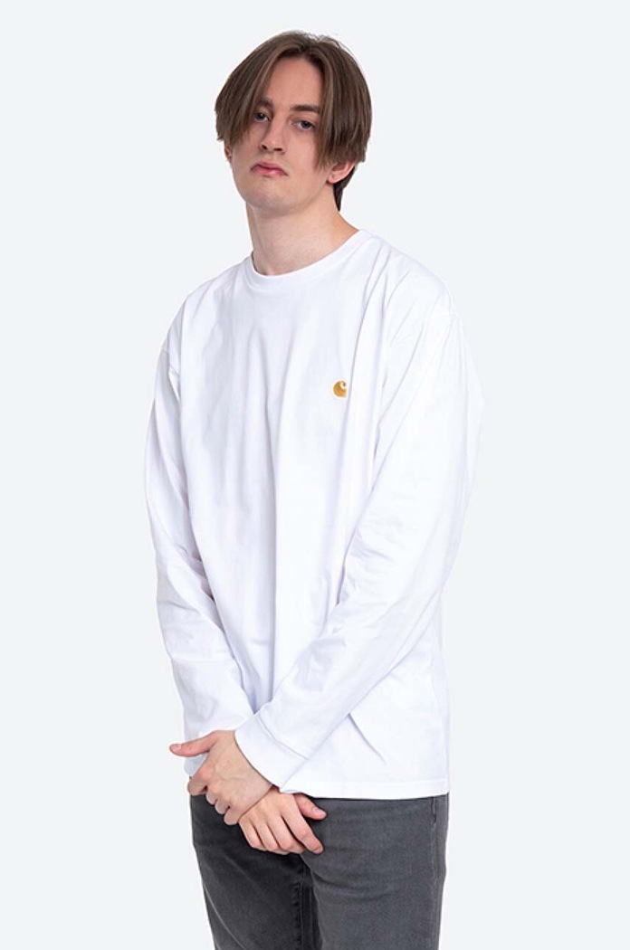 Carhartt WIP cotton longsleeve top I026392.WHITE.GOLD white