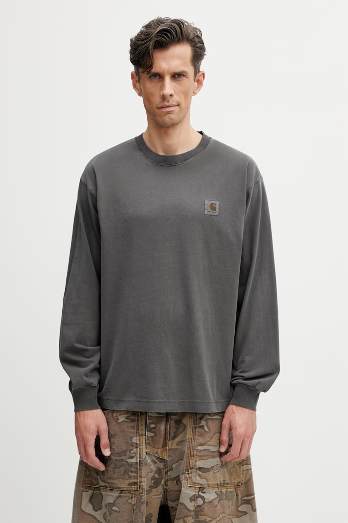 Carhartt WIP L/S Nelson T-Shirt I029948 WAX tričko s dlouhým rukávem pánské bavlněné regular šedá I029948