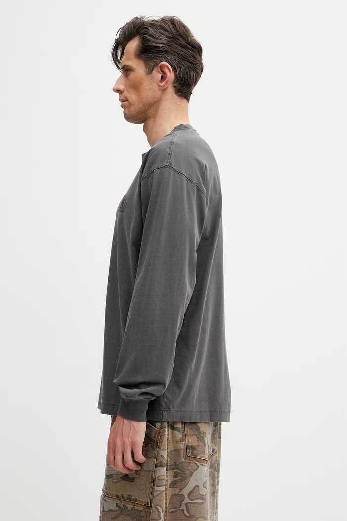 Carhartt WIP L/S Nelson T-Shirt I029948 WAX tričko s dlouhým rukávem pánské bavlněné I029948 šedá SS23