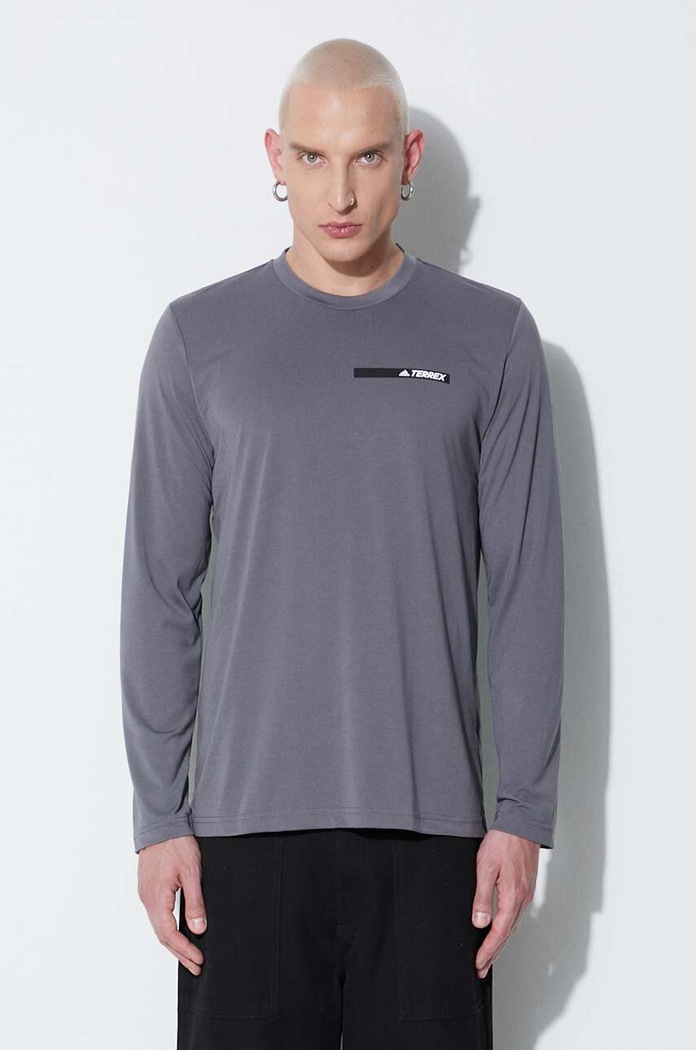 Tričko s dlouhým rukávem adidas Felsblock regular šedá BS1106