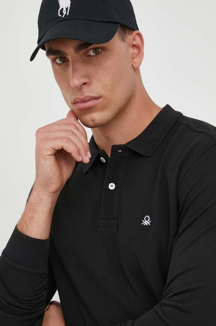 Bavlněné tričko s dlouhým rukávem United Colors of Benetton černá 3089J3204.100..