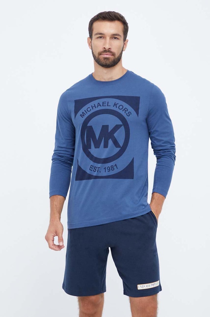 Bombažna majica z dolgimi rokavi Michael Kors 6F35K11011 modra AA00