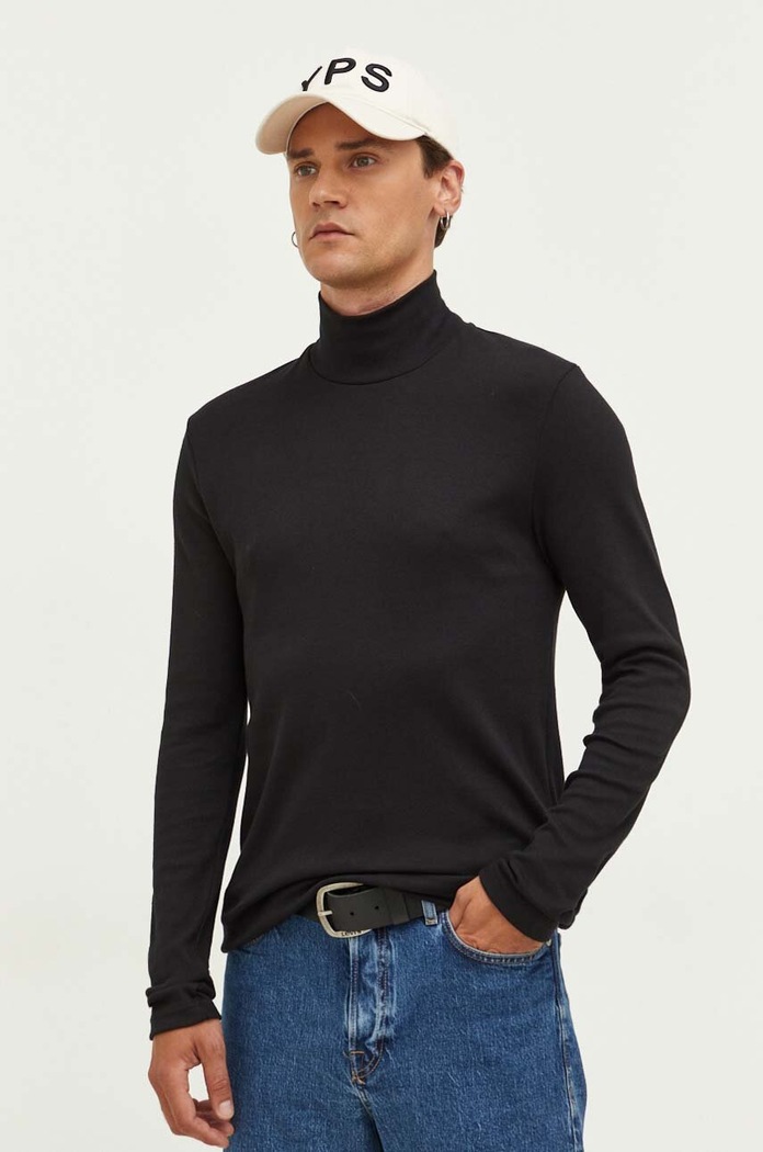 Samsoe Samsoe longsleeve bawełniany bawełna czarny M00013120