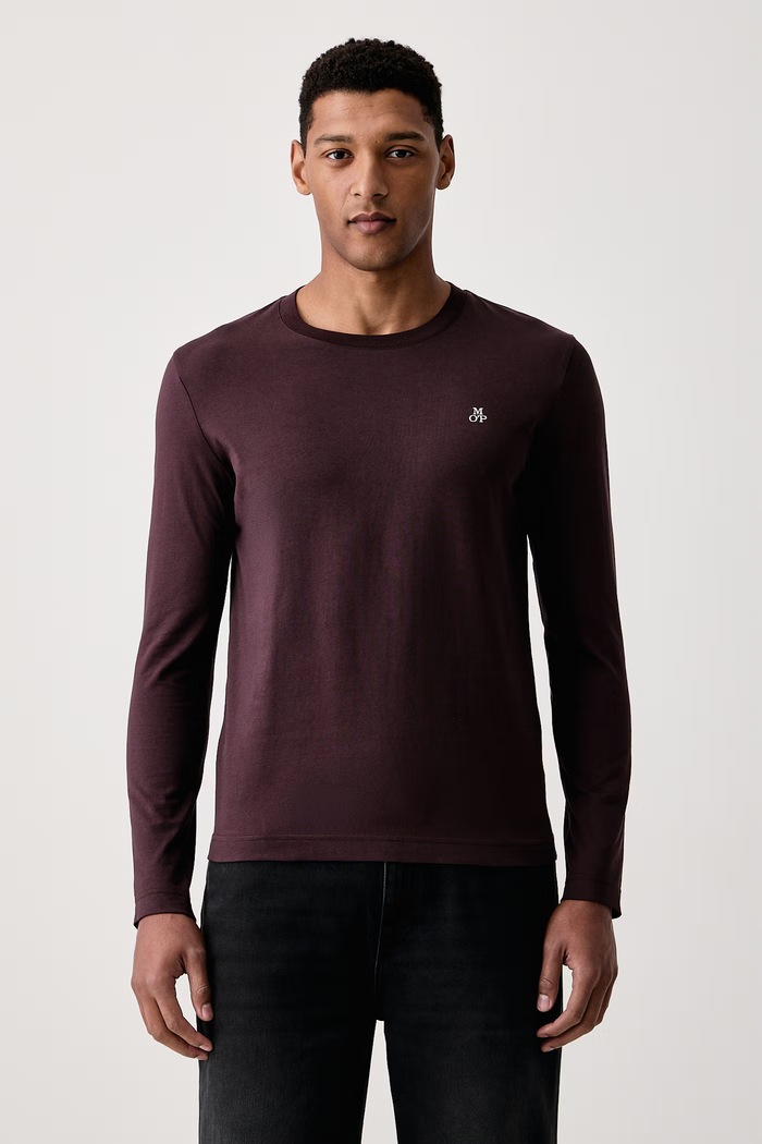 Marc O'Polo Longsleeve męski bawełniany bordowy 5000009410