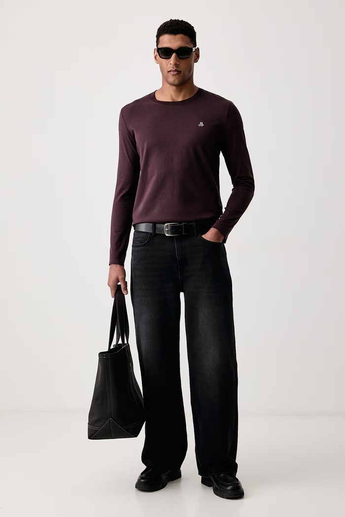 Marc O'Polo Longsleeve męski bawełniany 5000009410 bordowy AA00