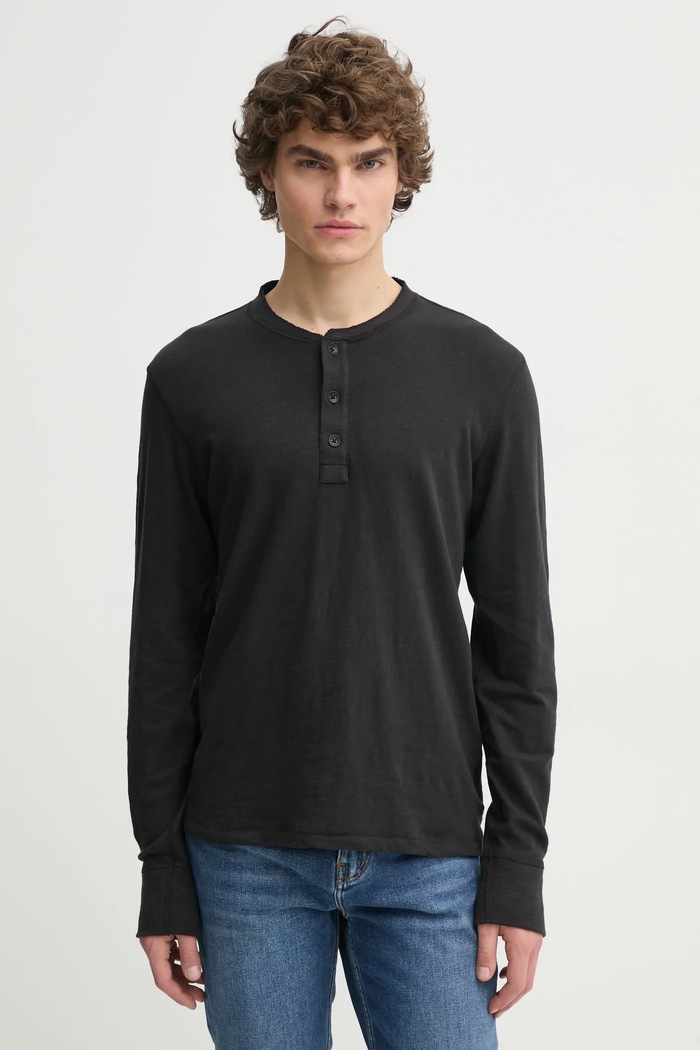 Pamučna majica dugih rukava Rag & Bone bez uzorka crna M000T676G