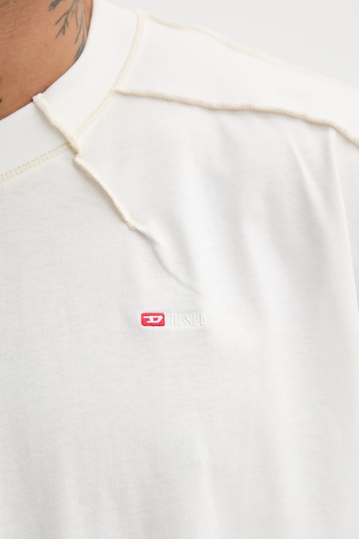 Diesel longsleeve bawełniany T-CRAHOR-BOXT-LS-T1 A19464.0NIAX biały