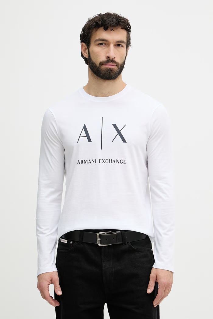 Armani Exchange Majica z dolgimi rokavi moška bombažna bela XM002684.AF10356.NOS
