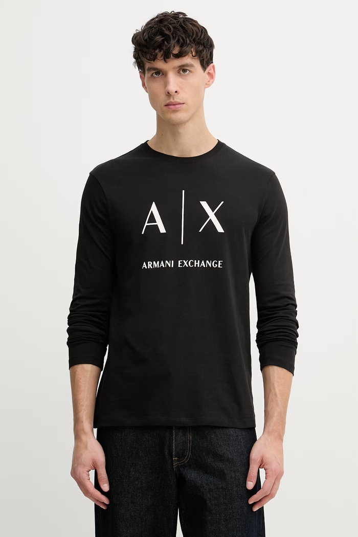 Armani Exchange majica z dolgimi rokavi moška bombažna črna XM002684.AF10356.NOS