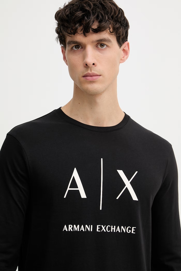 Armani Exchange majica z dolgimi rokavi moška bombažna črna XM002684.AF10356.NOS