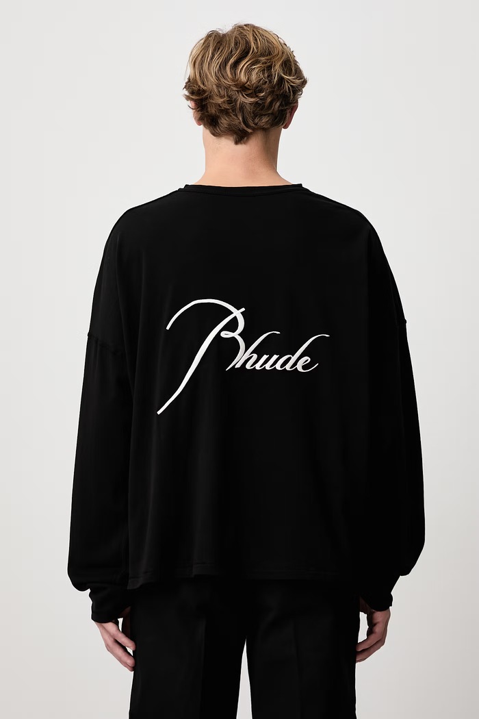 RHUDE Classique Reverse longsleeve męski bawełniany czarny RHFW26TT20012